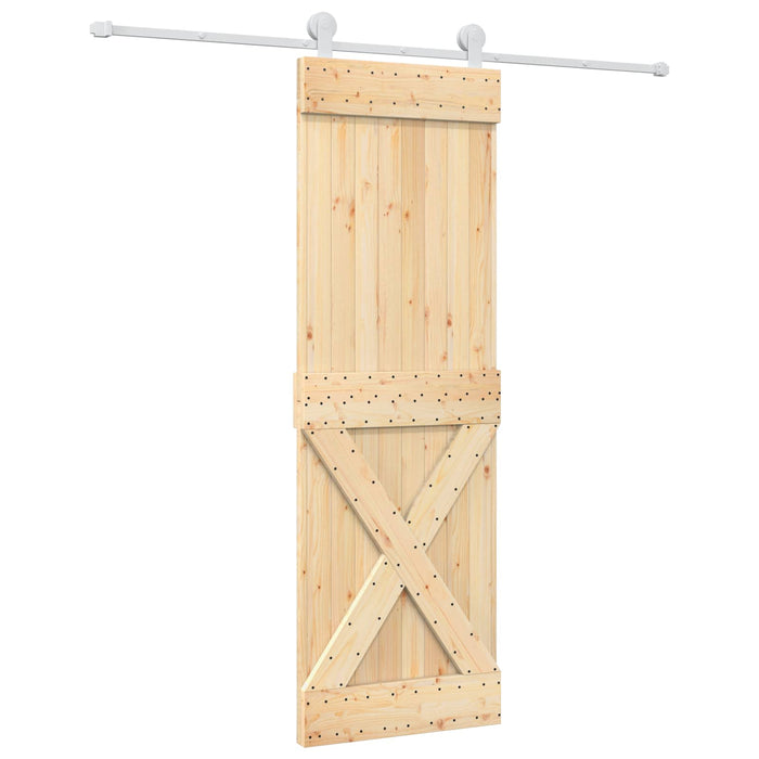 Ușă glisantă Natural și Alb 70 x 210 cm Lemn de Pin Solid WALTI