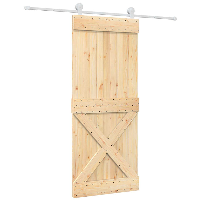 Ușă glisantă Natural și Alb 85 x 210 cm Lemn de Pin Solid WALTI