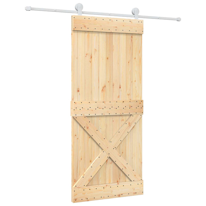 Ușă glisantă Natural și Alb 90 x 210 cm Lemn de Pin Solid WALTI