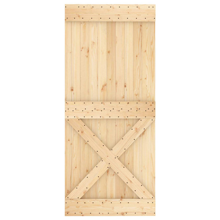 Ușă glisantă Natural și Alb 90 x 210 cm Lemn de Pin Solid WALTI