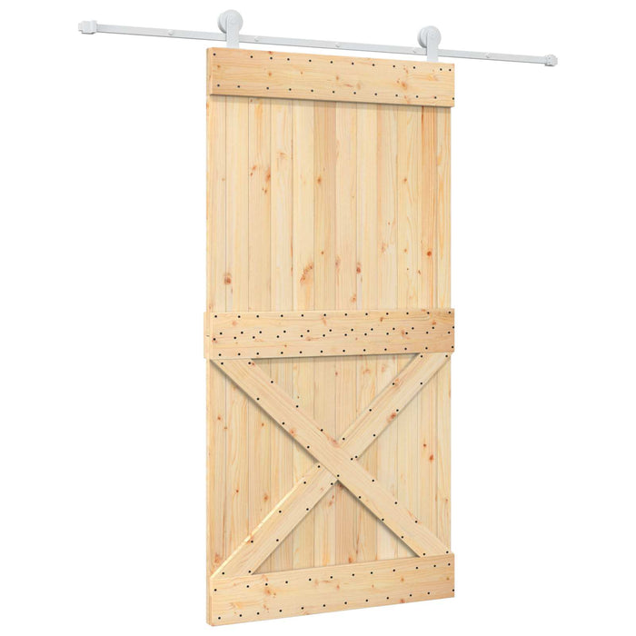 Ușă glisantă Natural și Alb 100 x 210 cm Lemn de Pin Solid WALTI