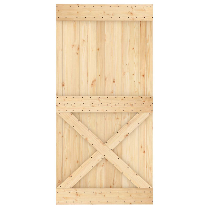 Ușă glisantă Natural și Alb 100 x 210 cm Lemn de Pin Solid WALTI