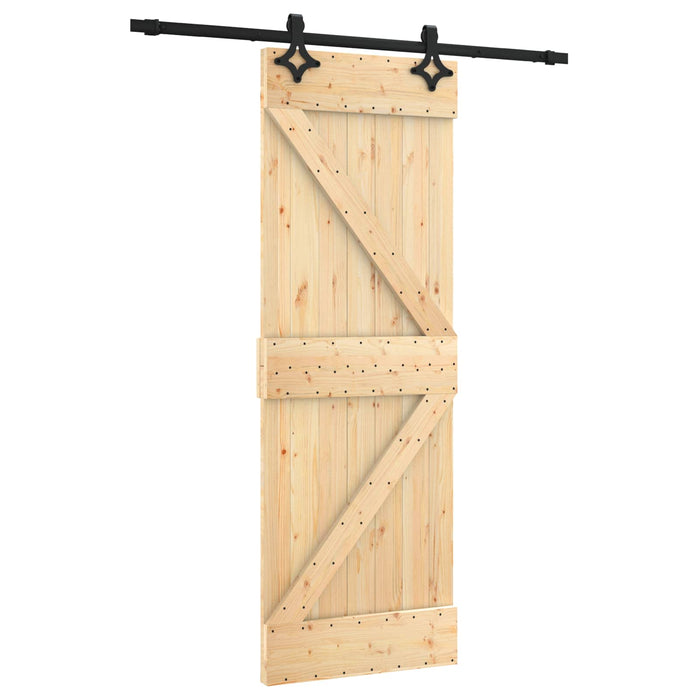Ușă glisantă Natural și Negru 70 x 210 cm Lemn de Pin Solid - WALTI WALTI