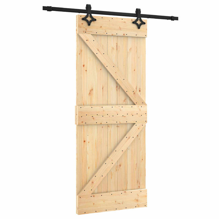 Ușă glisantă Natural și Negru 85 x 210 cm Lemn de Pin Solid - WALTI WALTI