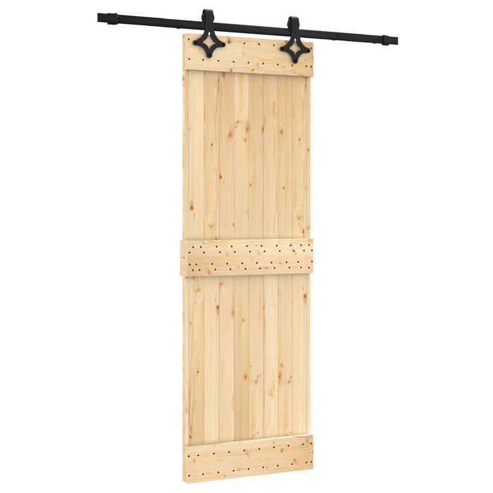 Ușă glisantă Natural și Negru 70 x 210 cm Lemn de Pin Solid WALTI