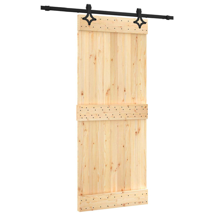 Ușă glisantă Natural și Negru 85 x 210 cm Lemn de Pin Solid WALTI