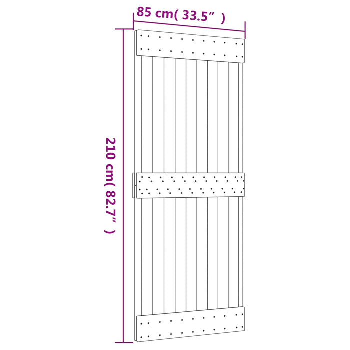 Ușă glisantă Natural și Negru 85 x 210 cm Lemn de Pin Solid WALTI