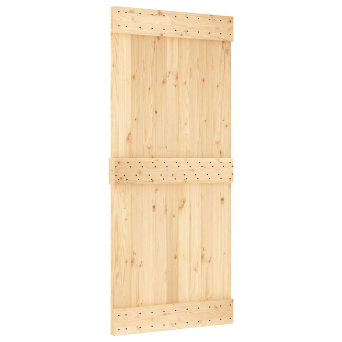 Ușă glisantă Natural și Negru 90 x 210 cm Lemn de Pin Solid WALTI