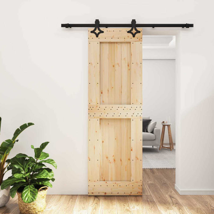 Ușă glisantă Natural și Negru 70 x 210 cm Lemn de Pin Solid WALTI