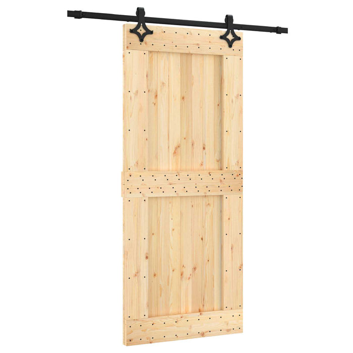 Ușă glisantă Natural și Negru Lemn de Pin Solid (Nefinisat) WALTI