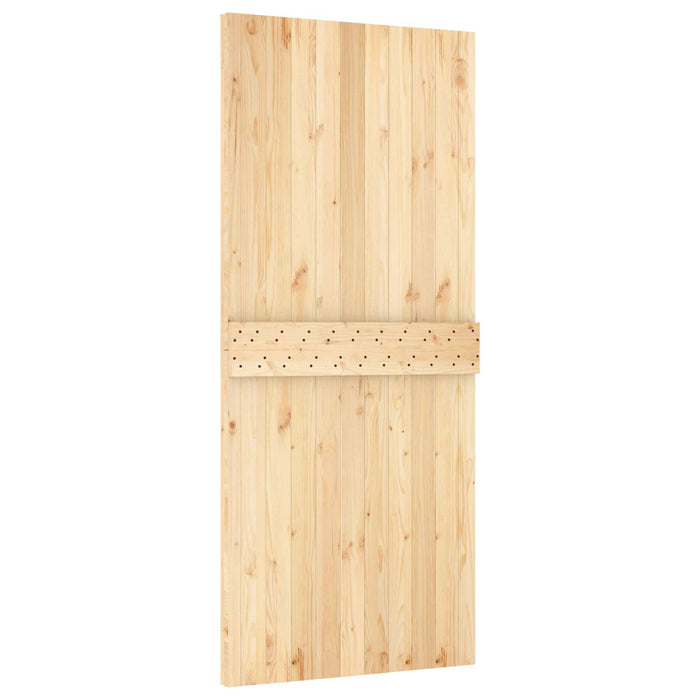 Ușă glisantă Natural și Negru Lemn de Pin Solid (Nefinisat) WALTI