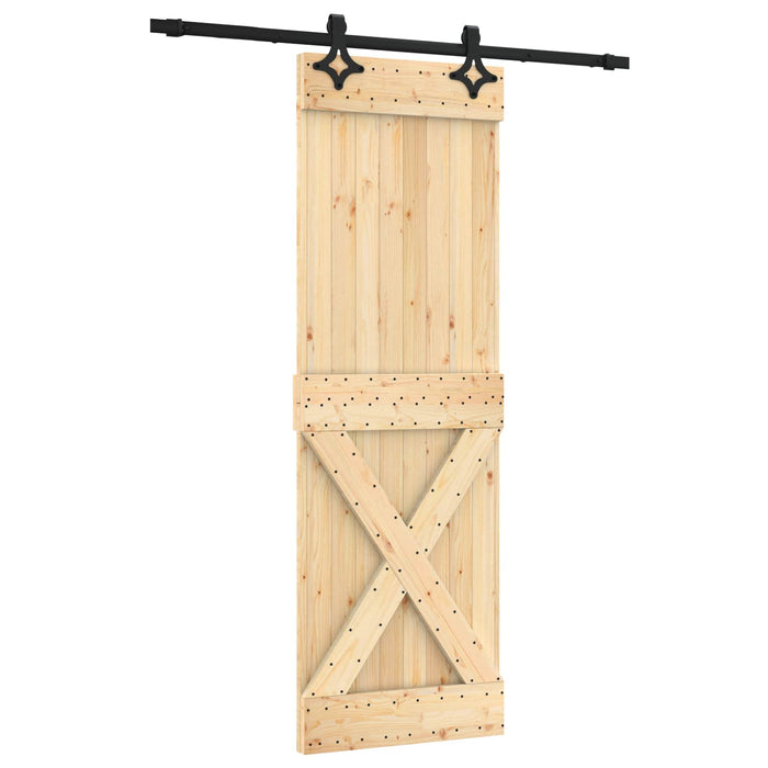 Ușă glisantă Natural și Negru 70 x 210 cm Lemn de Pin Solid WALTI