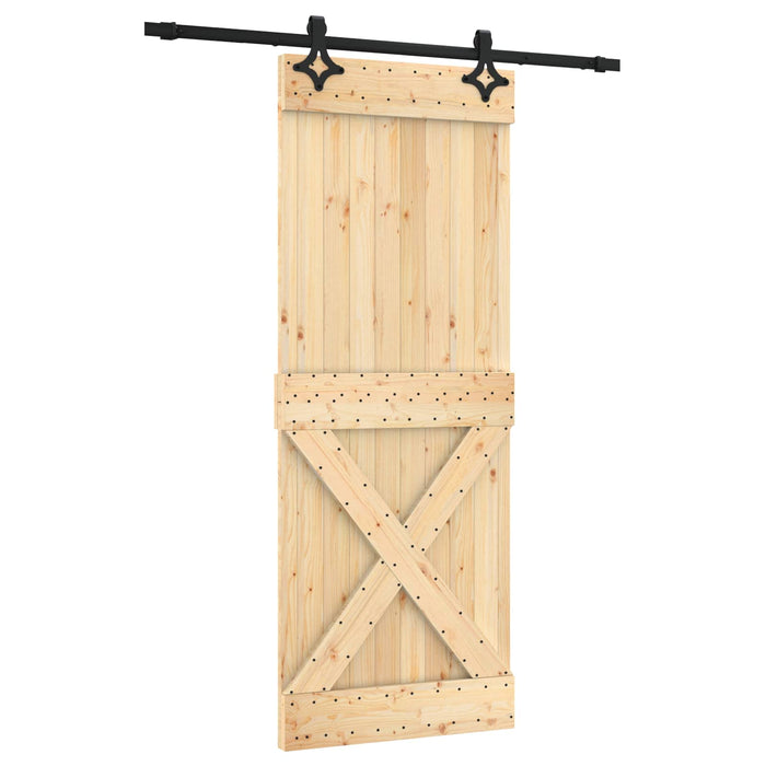 Ușă glisantă Natural și Negru 80 x 210 cm Lemn de Pin Solid - WALTI WALTI