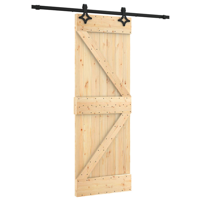 Ușă glisantă Natural și Negru 70 x 210 cm Lemn de Pin Solid WALTI