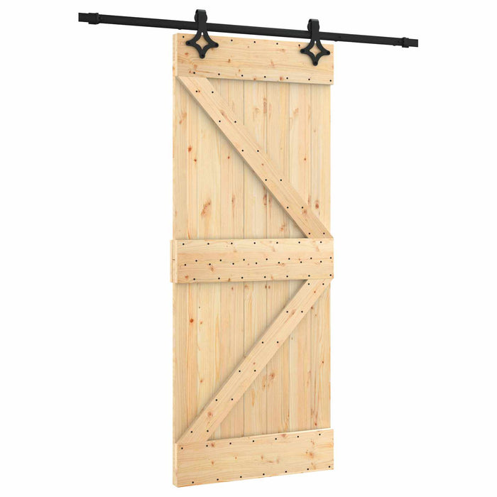 Ușă glisantă Natural și Negru 85 x 210 cm Lemn de Pin Solid - WALTI WALTI