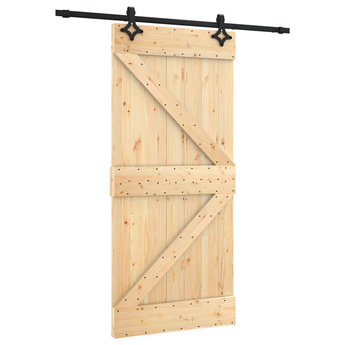 Ușă glisantă Natural și Negru 95 x 210 cm Lemn de Pin Solid - WALTI WALTI