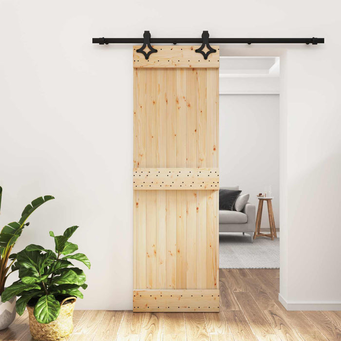 Ușă glisantă Natural și Negru 70 x 210 cm Lemn de Pin Solid WALTI