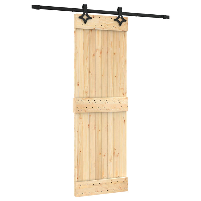 Ușă glisantă Natural și Negru 70 x 210 cm Lemn de Pin Solid WALTI