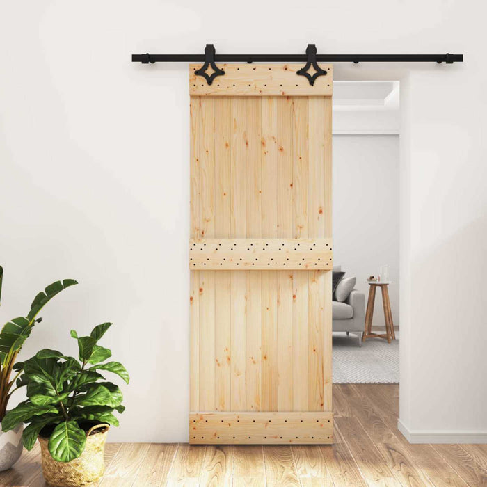 Ușă glisantă Natural și Negru 80 x 210 cm Lemn de Pin Solid - WALTI WALTI