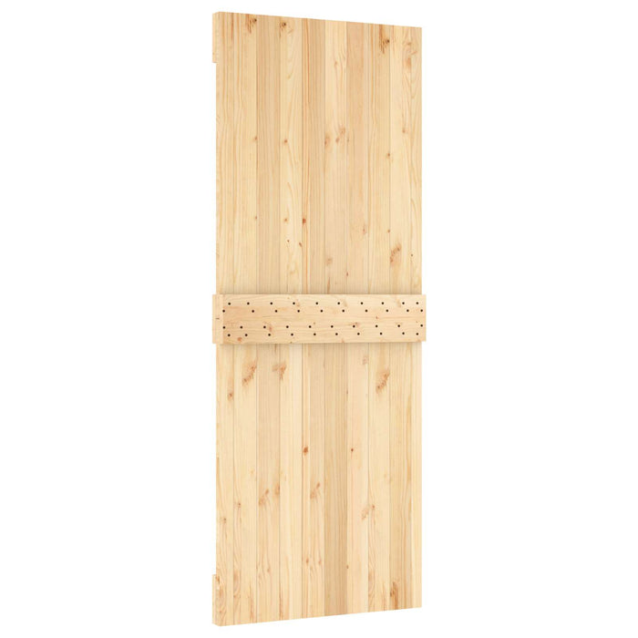 Ușă glisantă Natural și Negru 80 x 210 cm Lemn de Pin Solid - WALTI WALTI