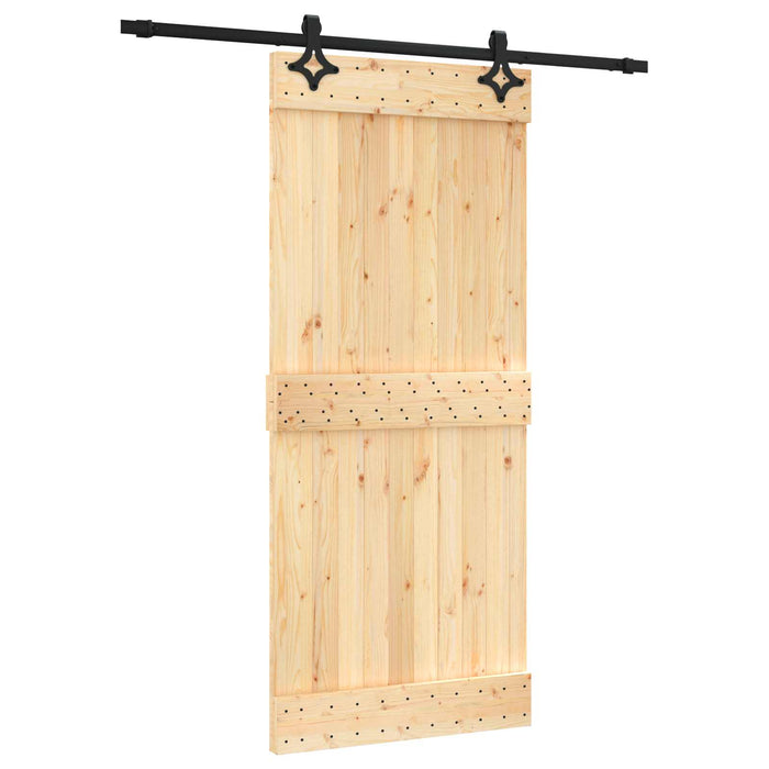 Ușă glisantă Natural și Negru 90 x 210 cm Lemn de Pin Solid - WALTI WALTI