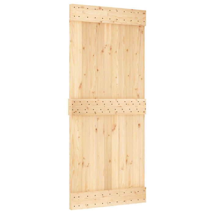 Ușă glisantă Natural și Negru 90 x 210 cm Lemn de Pin Solid - WALTI WALTI