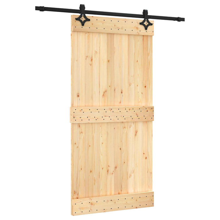 Ușă glisantă Natural și Negru 100 x 210 cm Lemn de Pin Solid - WALTI WALTI