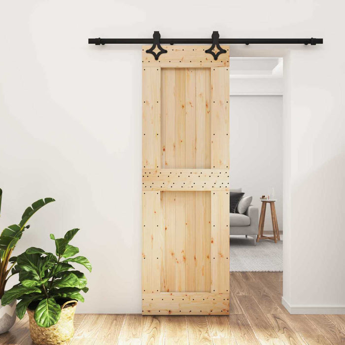 Ușă glisantă Natural și Negru 70 x 210 cm Lemn de Pin Solid - WALTI WALTI