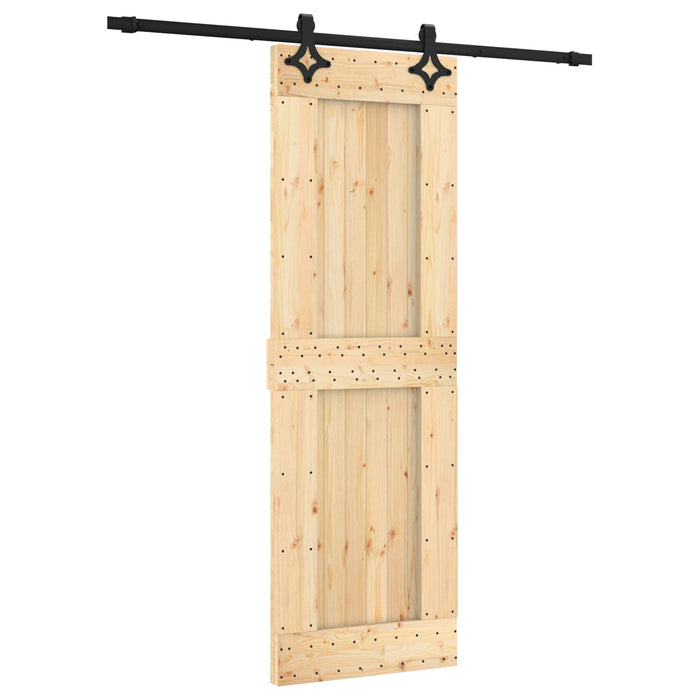Ușă glisantă Natural și Negru 70 x 210 cm Lemn de Pin Solid - WALTI WALTI