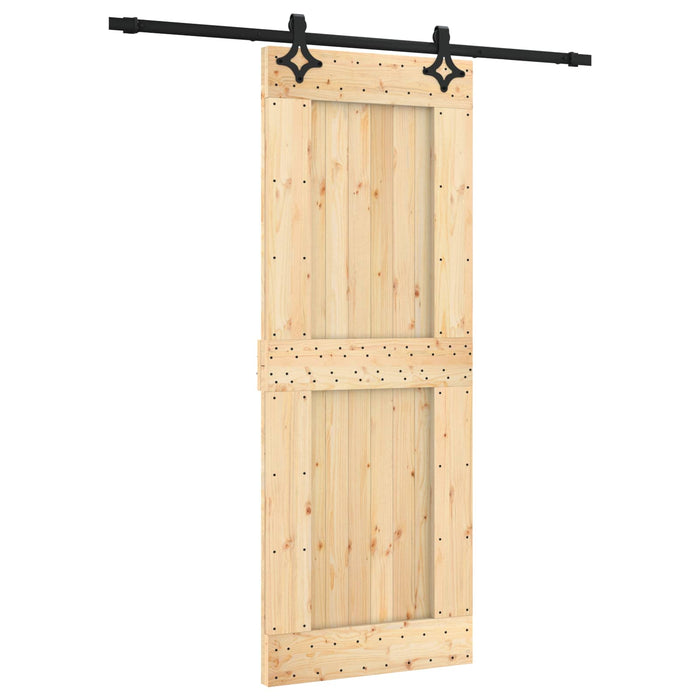 Ușă glisantă Natural și Negru 80 x 210 cm Lemn de Pin Solid WALTI