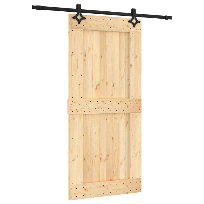 Ușă glisantă Natural și Negru 95 x 210 cm Lemn de Pin Solid - WALTI WALTI