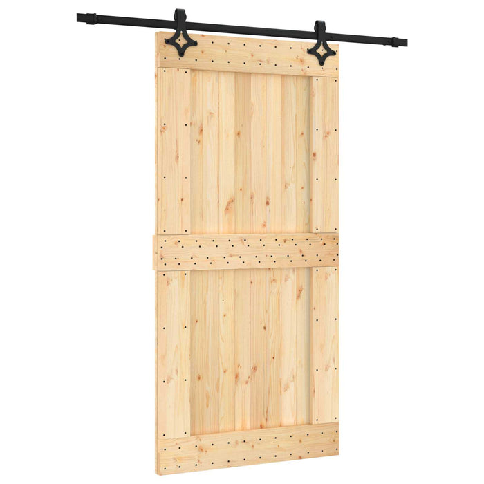 Ușă glisantă Natural și Negru 100 x 210 cm Lemn de Pin Solid - WALTI WALTI