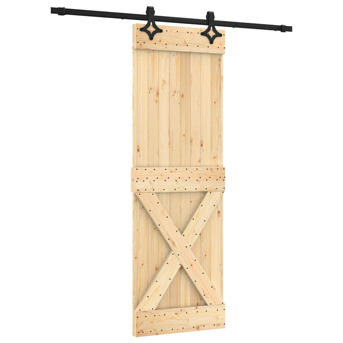 Ușă glisantă Natural și Negru 70 x 210 cm Lemn de Pin Solid - WALTI WALTI