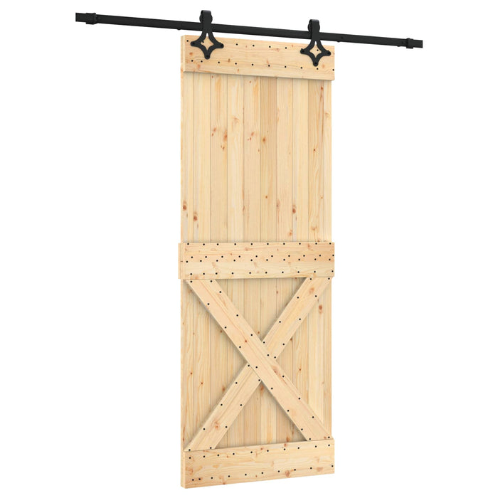 Ușă glisantă Natural și Negru 80 x 210 cm Lemn de Pin Solid - WALTI WALTI