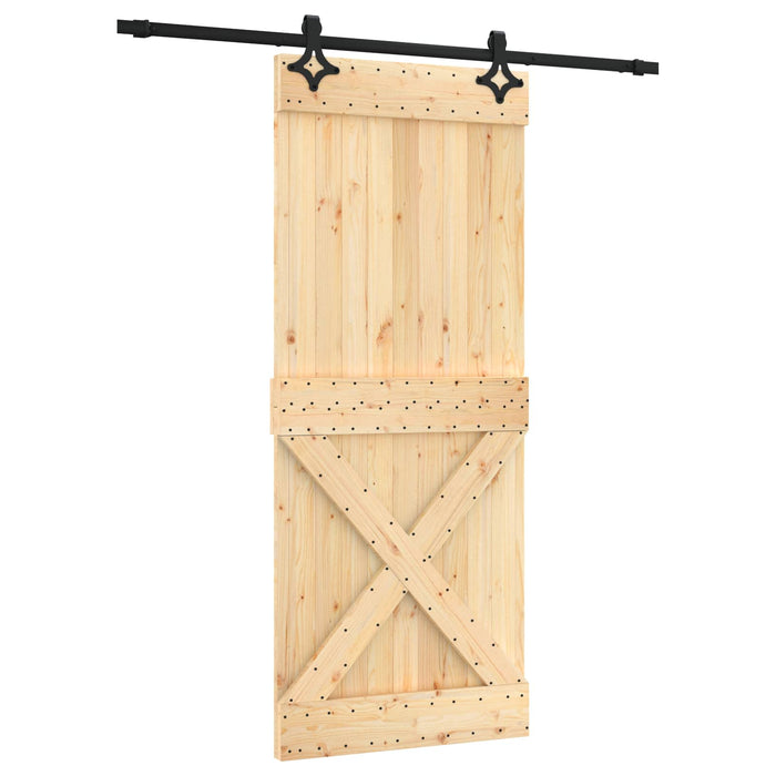 Ușă glisantă Natural și Negru 85 x 210 cm Lemn de Pin Solid - WALTI WALTI