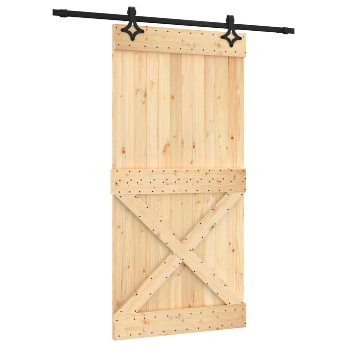 Ușă glisantă Natural și Negru 100 x 210 cm Lemn de Pin Solid WALTI