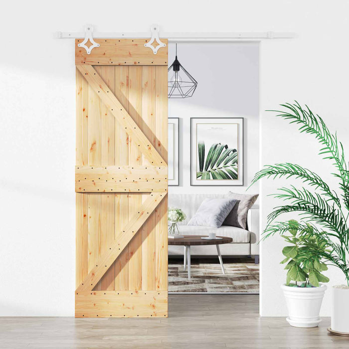 Ușă glisantă Natural și Alb 70 x 210 cm Lemn de Pin Solid - WALTI WALTI
