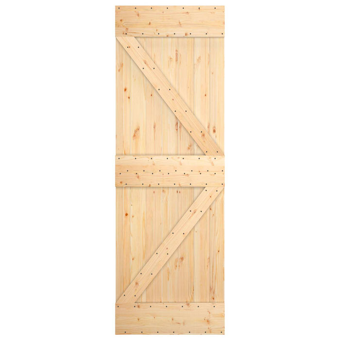 Ușă glisantă Natural și Alb 70 x 210 cm Lemn de Pin Solid - WALTI WALTI