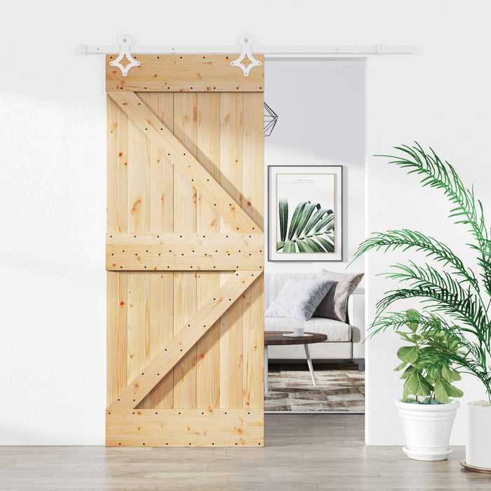 Ușă glisantă Natural și Alb 85 x 210 cm Lemn de Pin Solid - WALTI WALTI