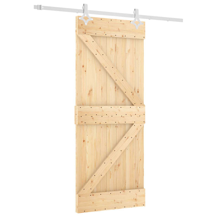 Ușă glisantă Natural și Alb 85 x 210 cm Lemn de Pin Solid - WALTI WALTI
