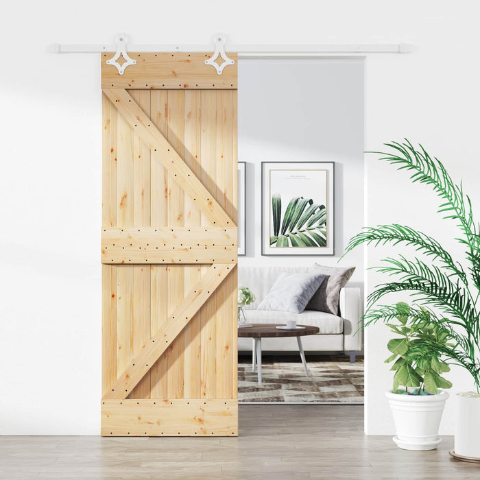 Ușă glisantă Natural și Alb 80 x 210 cm Lemn masiv de pin - WALTI WALTI