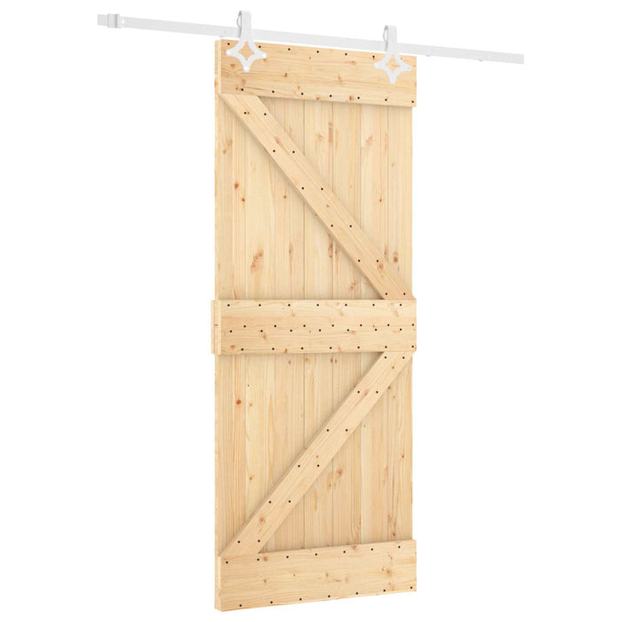 Ușă glisantă Natural și Alb 80 x 210 cm Lemn masiv de pin - WALTI WALTI