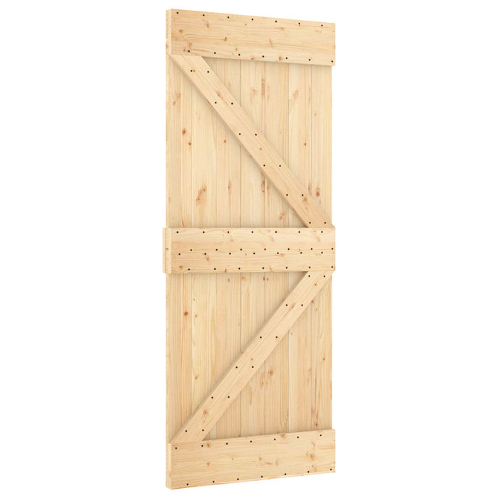 Ușă glisantă Natural și Alb 80 x 210 cm Lemn masiv de pin - WALTI WALTI