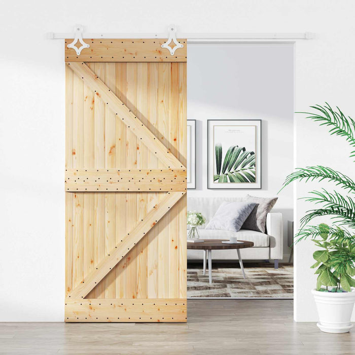 Ușă glisantă Natural și Alb 90 x 210 cm Lemn masiv de pin - WALTI WALTI