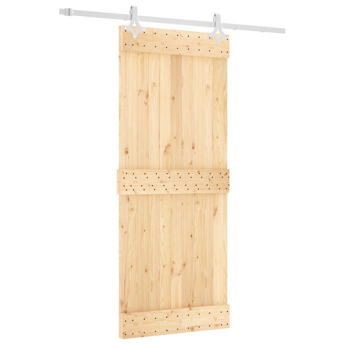 Ușă glisantă Natural și Alb 85 x 210 cm Lemn de Pin Solid WALTI