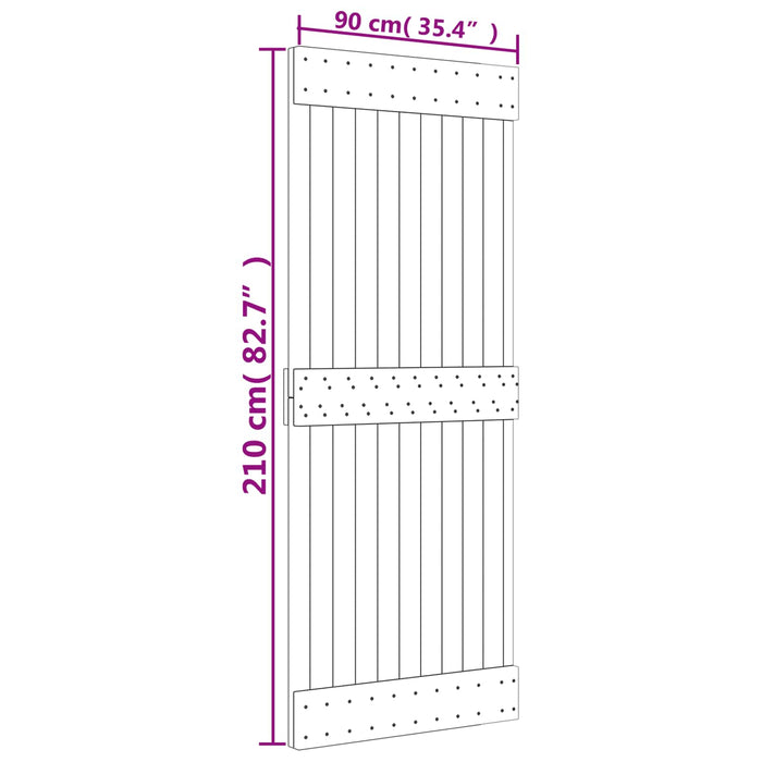 Ușă glisantă Natural și Alb 90 x 210 cm Lemn de Pin Solid WALTI