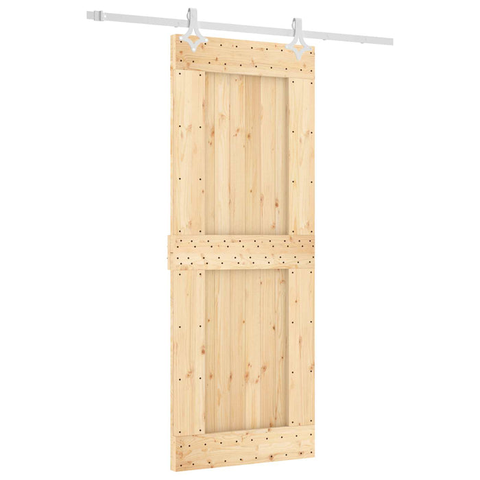 Ușă glisantă Natural și Alb 80 x 210 cm Lemn de Pin Solid WALTI