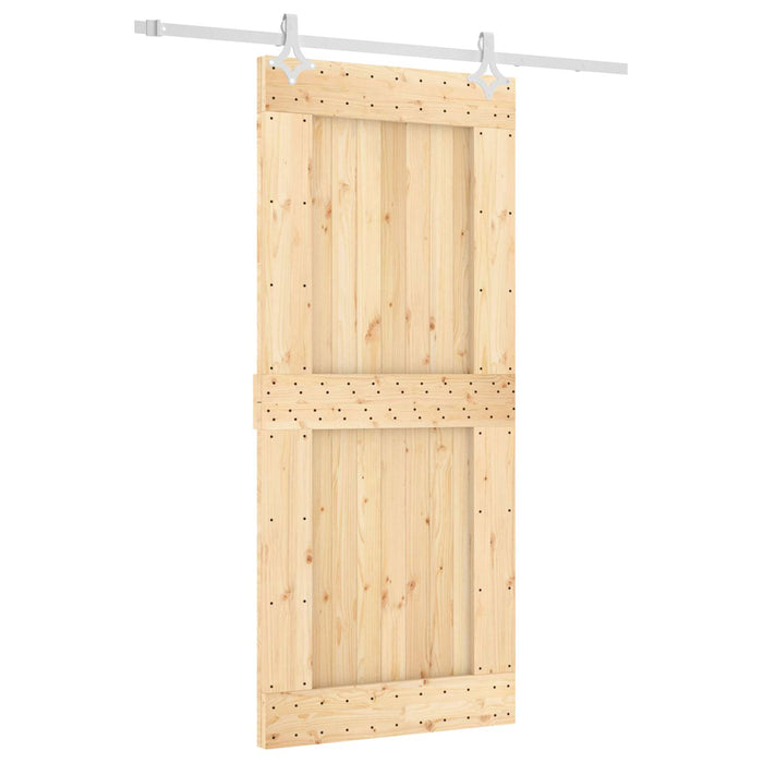 Ușă glisantă Natural și Alb 90 x 210 cm Lemn de Pin Solid WALTI