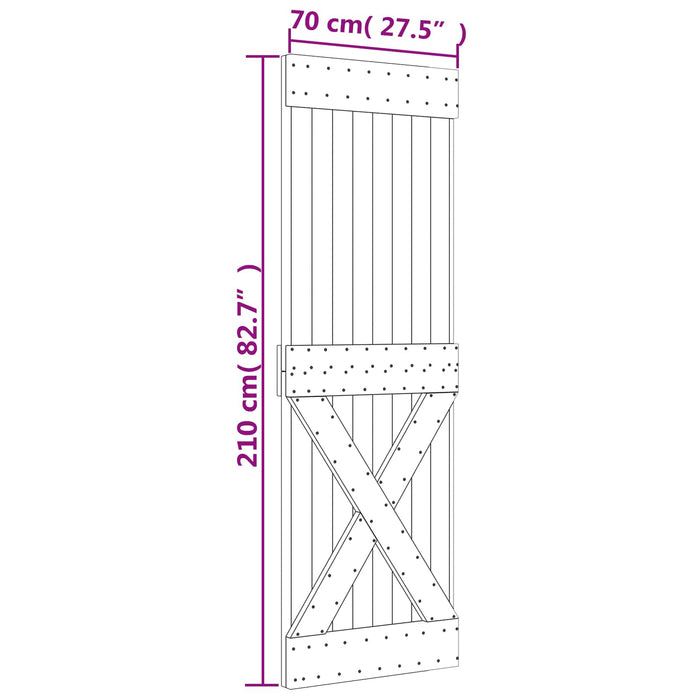Ușă glisantă Natural și Alb 70 x 210 cm Lemn de Pin Solid WALTI