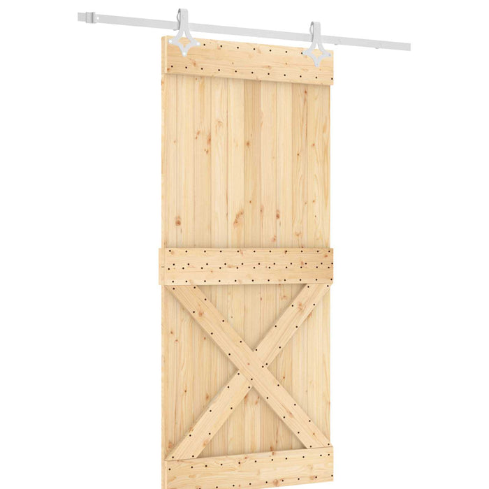 Ușă glisantă Natural și Alb 90 x 210 cm Lemn de Pin Solid WALTI